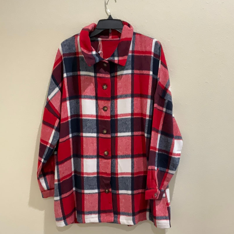 Red Plaid Buttoned Jacket