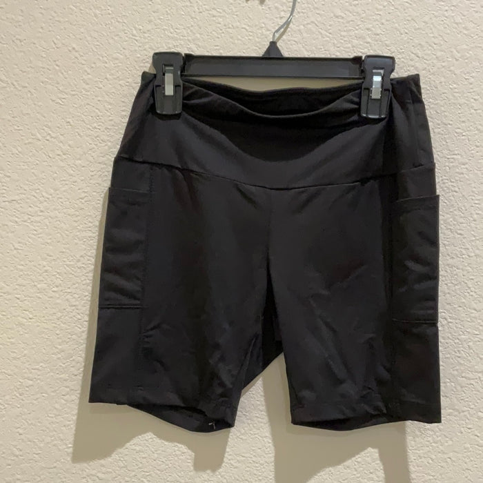Black Solid Biker Shorts