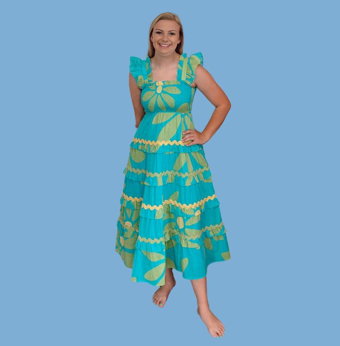 Indi Flower Aqua Dress