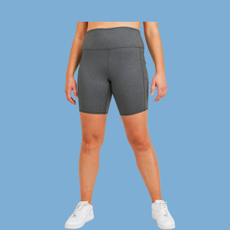 Curvy Gray Biker Shorts