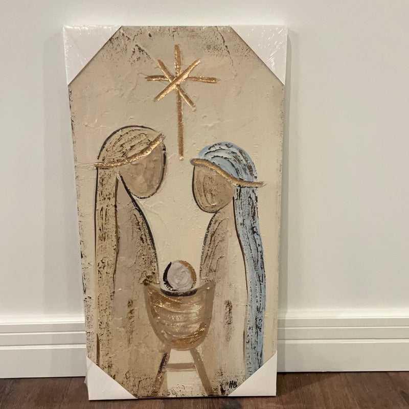 26” Holy Family Textured Wood Wall Art