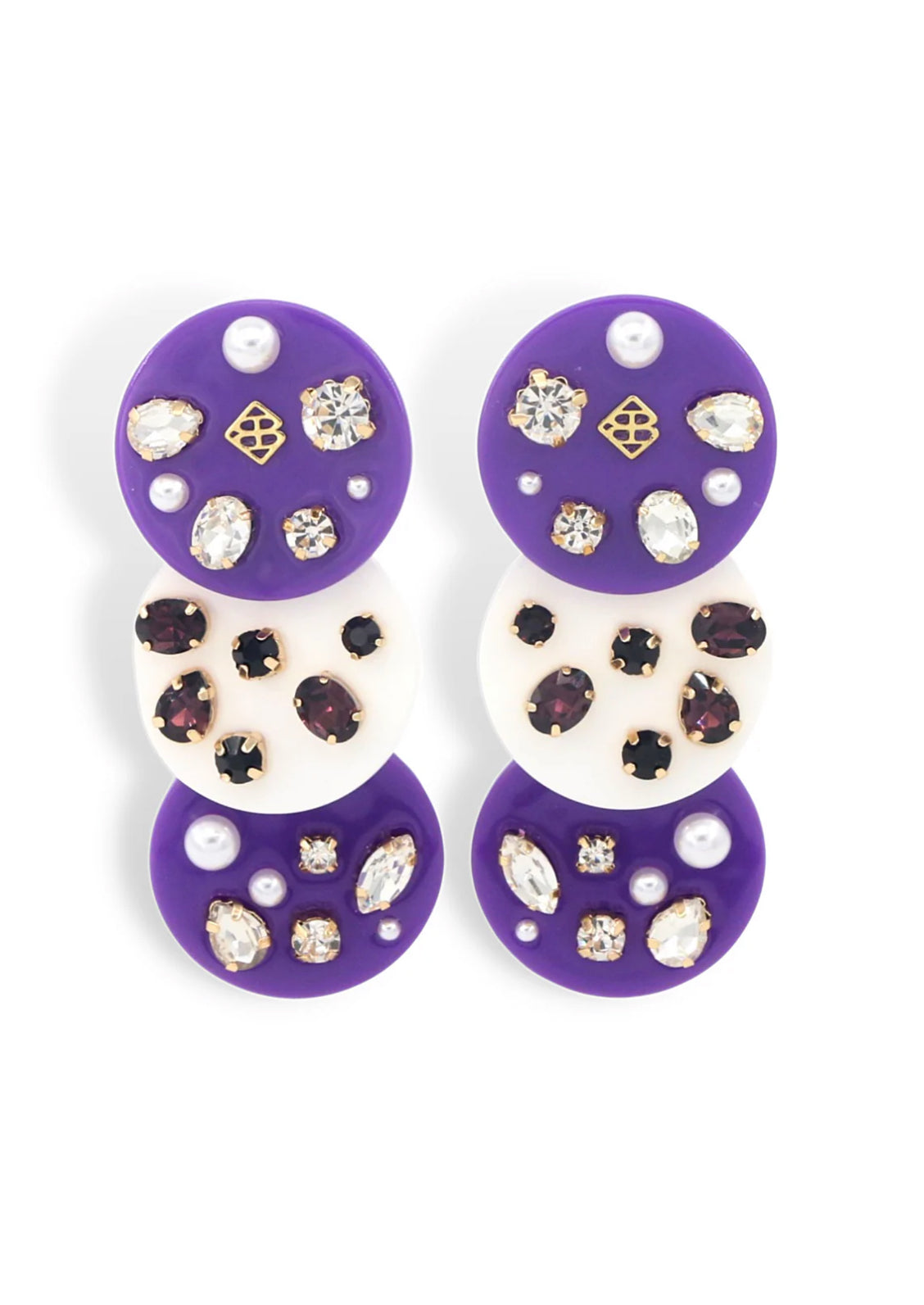Purple and White Dot Earrings