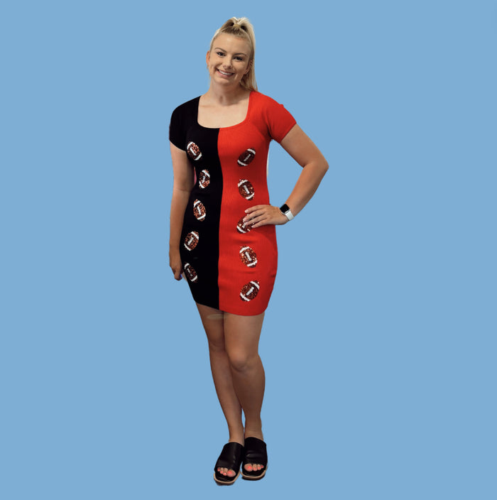 Knit Red and Black Football Dress