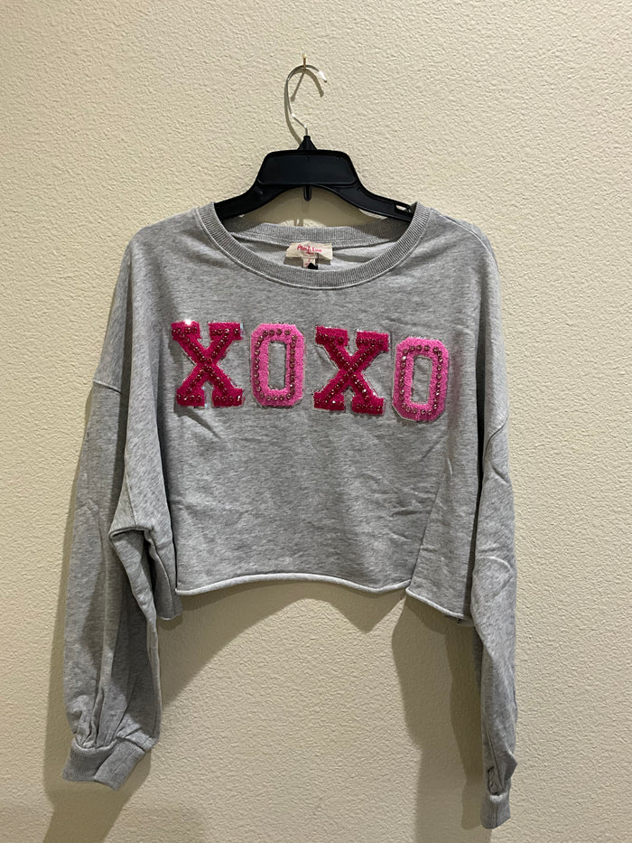 XOXO Graphic Crop Sweatshirt