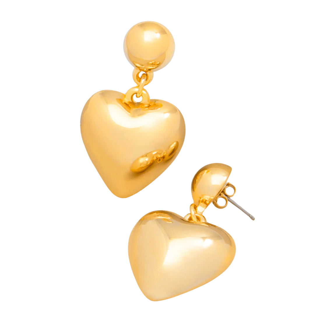 Gold Puff Heart Earrings