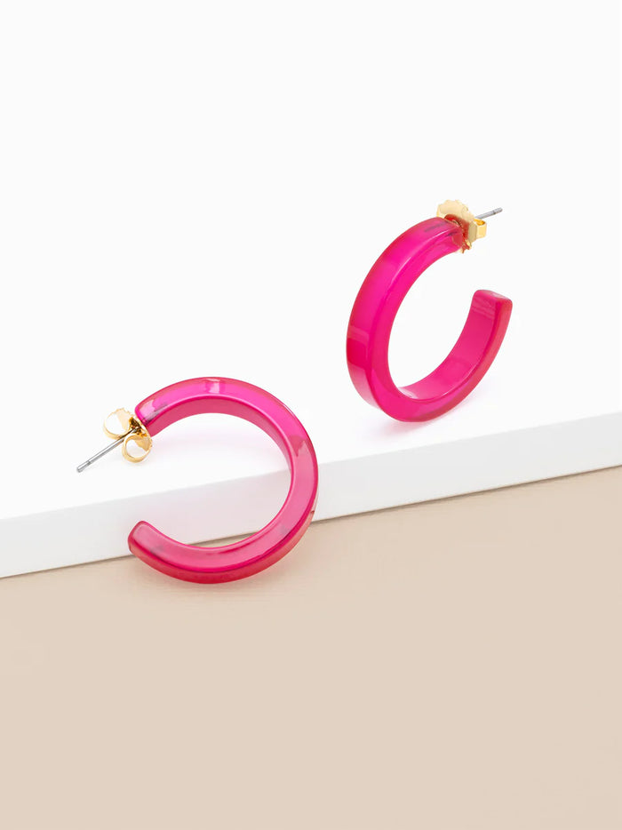 Hot Pink Medium Hoop Earrings