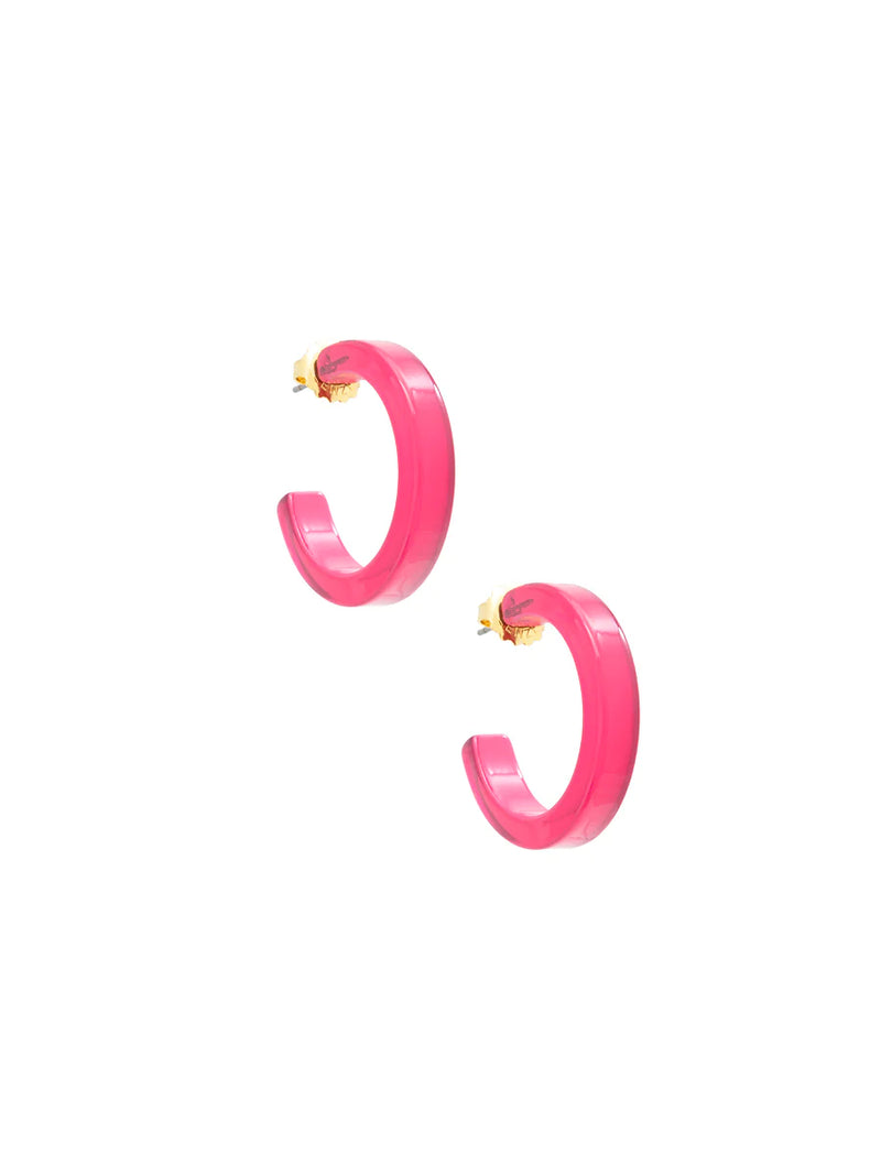 Neon Pink Medium Hoop Earrings