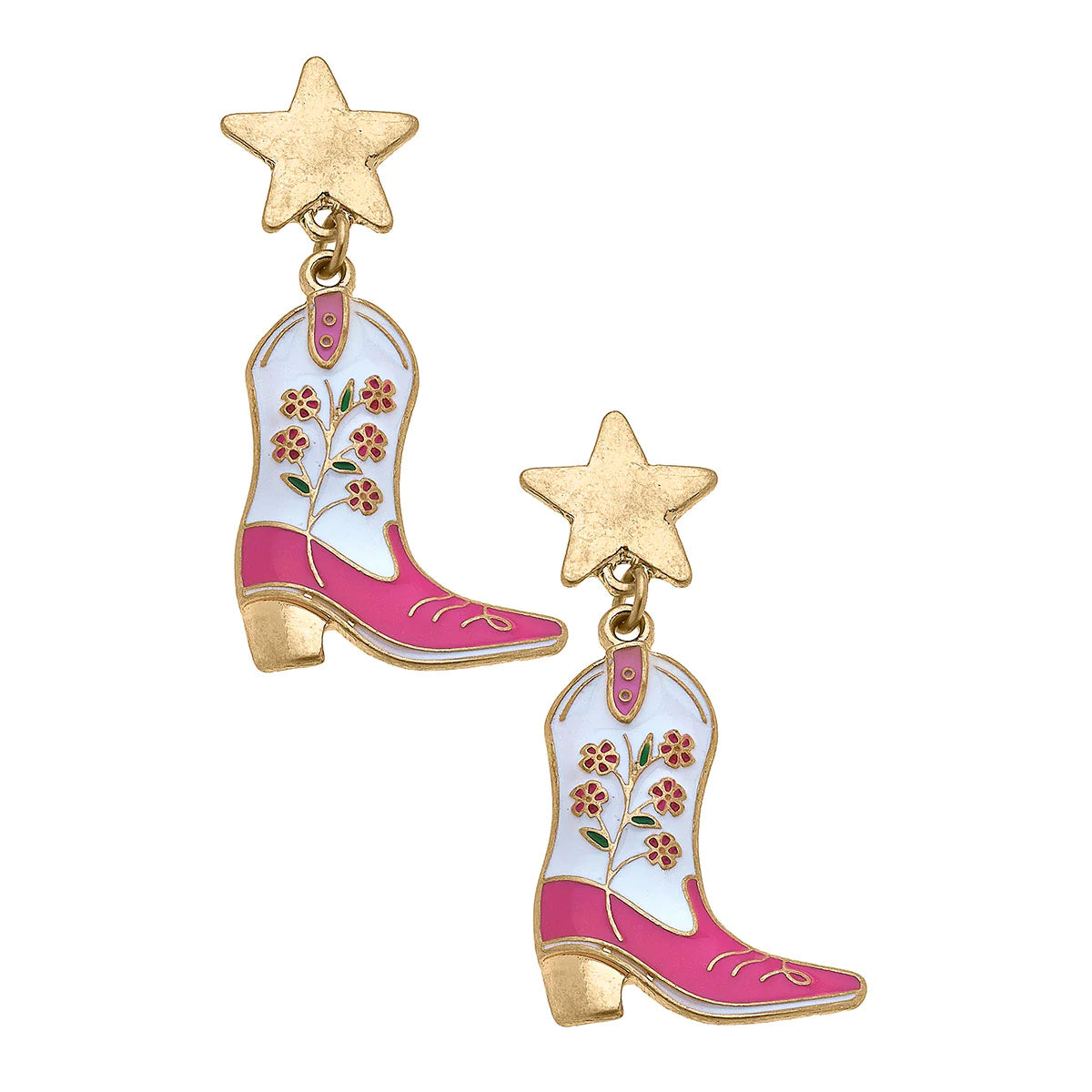 Floral Cowboy Boot Earrings