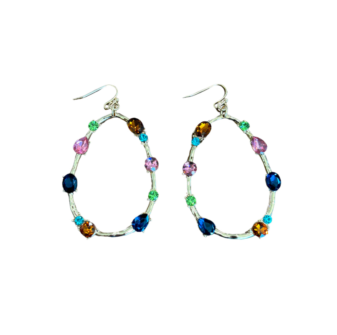 Gold Multicolor Oval Earring