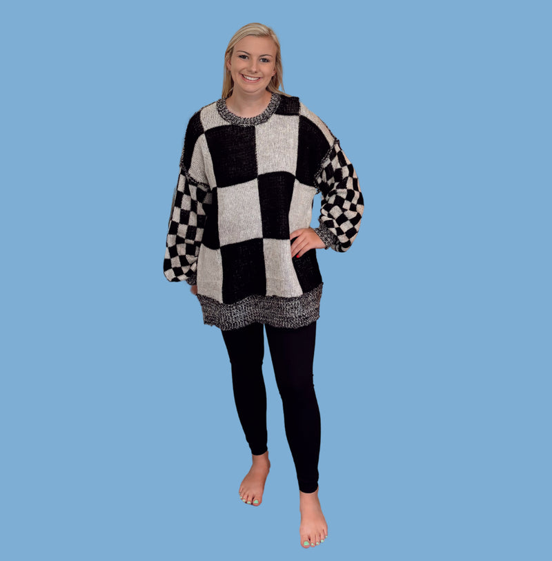 Black and White Checker Sweater