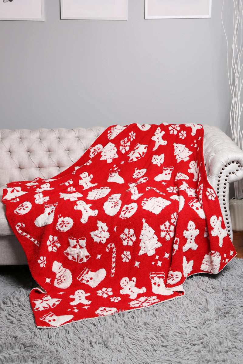 Comfy Luxe Red/White Christmas Blanket