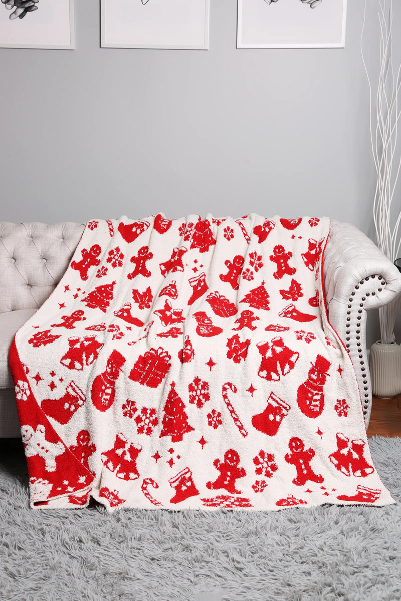 Comfy Luxe Red/White Christmas Blanket